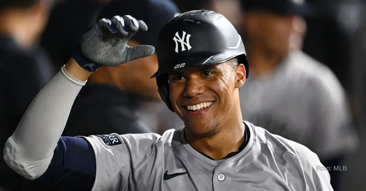 Juan Soto en el clubhouse de Yankees