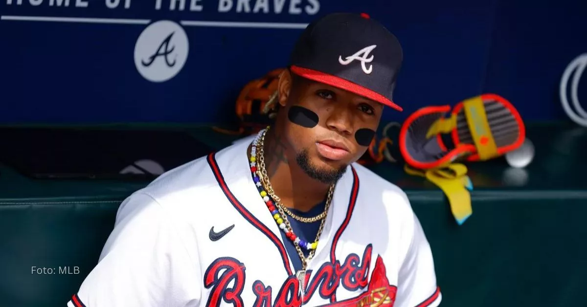 Ronald Acuña Jr. en el clubhouse de Atlanta Braves